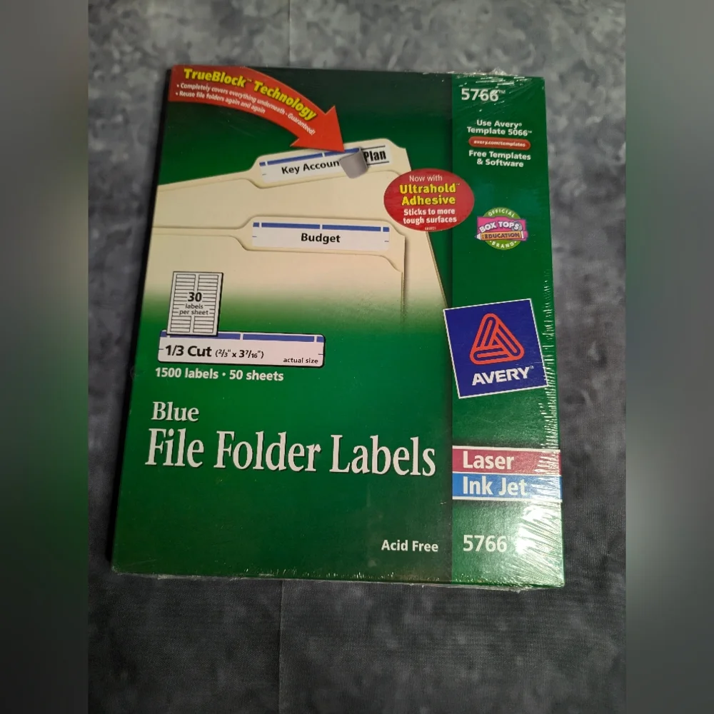 Avery 5766 Blue File Adhesive Folder Labels 1500 Labels 50 Sheets 30 labels